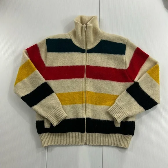 Rare Find! Striped Multicolor Wool Teddy Jacket - Picture 1 of 8
